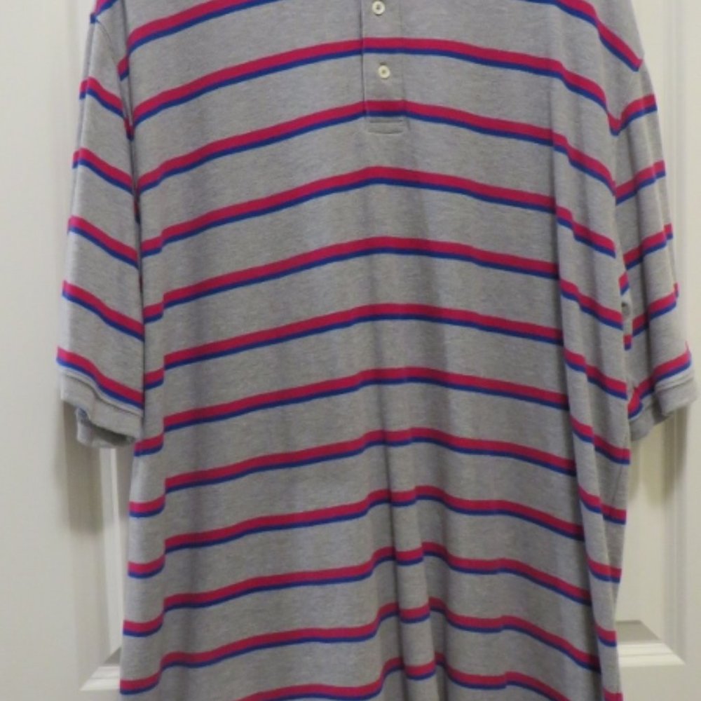 FOUNDRY Big & Tall Polo Shirt - Grey/Striped - Size 3XLT